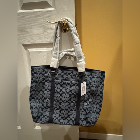 Coach Handbags - Coach Hudson Double Handle Tote in Signature Chambray Denim Blue New with Tags